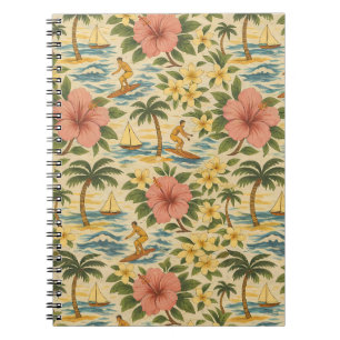 Mid Century Bleknad Hawaiiansk Tröja Print  Anteckningsbok
