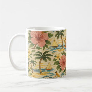 Mid Century Bleknad Hawaiiansk Tröja Print Kaffemugg