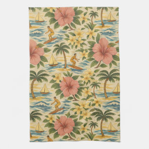 Mid Century Bleknad Hawaiiansk Tröja Print Kökshandduk