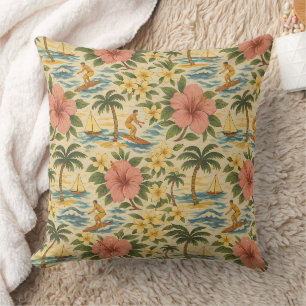 Mid Century Bleknad Hawaiiansk Tröja Print Kudde
