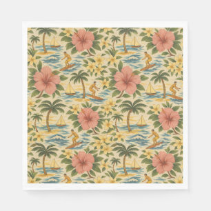 Mid Century Bleknad Hawaiiansk Tröja Print Pappersservett