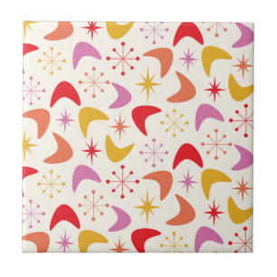 Mid Century Boomerang med färgstarka stjärnor Kakelplatta