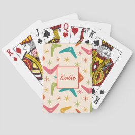 Mid Century Boomerang med Retro Starbursts Anpassn Casinokort