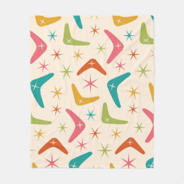 Mid Century Boomerang med Retro Starbursts Fleecefilt