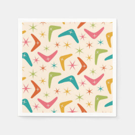 Mid Century Boomerang med Retro Starbursts Pappersservett