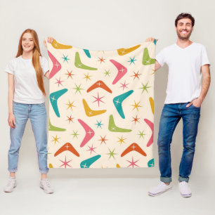Mid Century Boomerang med Retro-stjärnexplosioner Fleecefilt