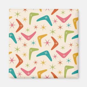 Mid Century Boomerang med retro-stjärnexplosioner Magnet