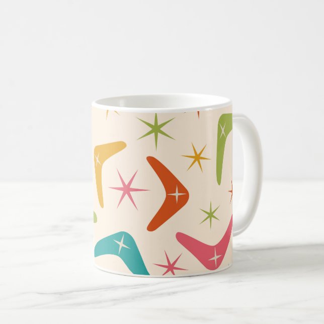 Mid Century Boomerang med Retro-stjärnor Kaffemugg (Framsida höger)