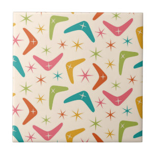 Mid Century Boomerang med Retro-stjärnor Kakelplatta