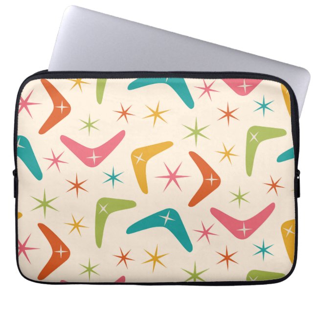 Mid Century Boomerang med Retro-stjärnor Laptop Fodral (Framsidan)