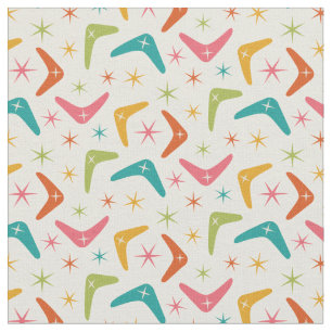 Mid Century Boomerang med Retro-stjärnor Tyg