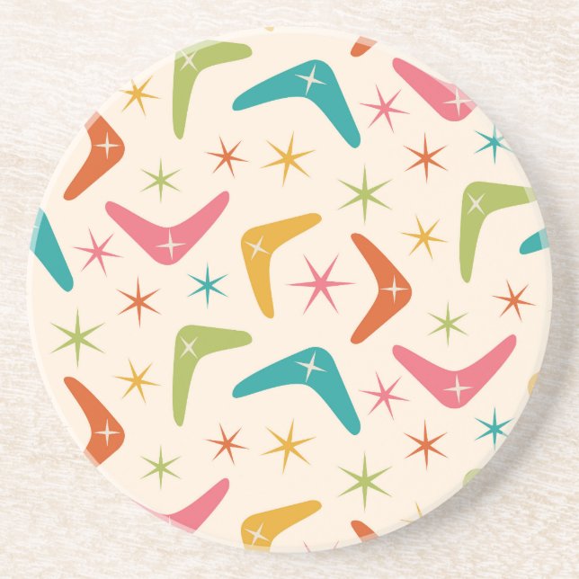 Mid Century Boomerang med Retro-stjärnor Underlägg (Framsidan)