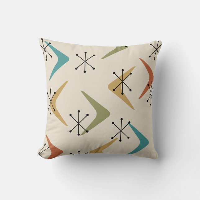 Mid Century Boomerangs Starbursts Multifärgat Kudde (Framsida)