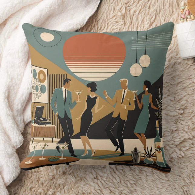 Mid Century California Vibes Martini Dansfest Kudde (Filt)
