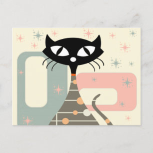Mid Century Cat Mid Century Modern Helg Vykort