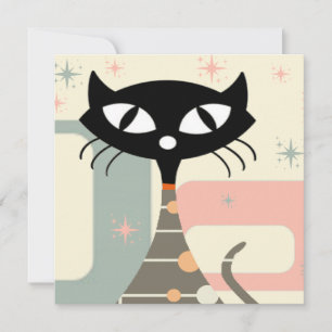 Mid Century Cat Mid Century Modern Julkort