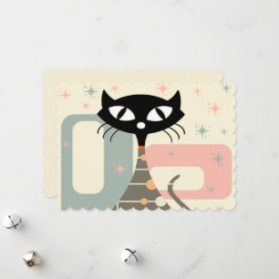 Mid Century Cat Mid Century Modern Julkort