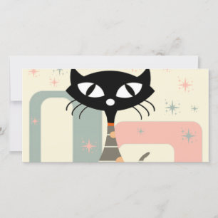 Mid Century Cat Mid Century Modern Julkort