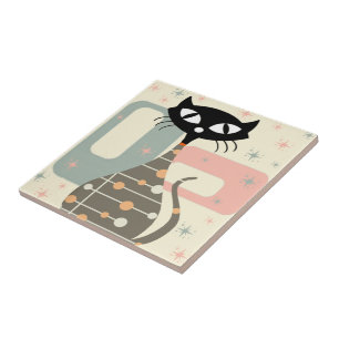 Mid Century Cat Mid Century Modern Kakelplatta