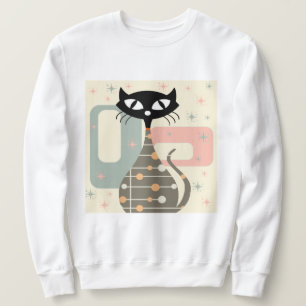 Mid Century Cat Mid Century Modern Lång Ärmad Tröja