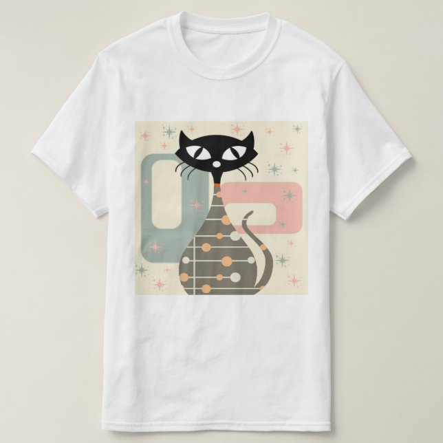 Mid Century Cat Mid Century Modern T Shirt (Design framsida)