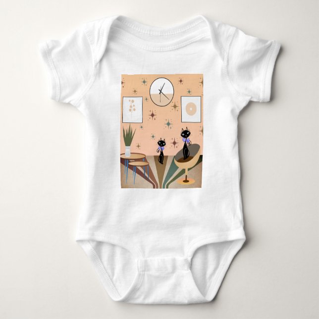 Mid Century Cat Mid Century Modern T Shirt (Framsida)
