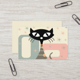 Mid Century Cat Mid Century Modern Visitkort