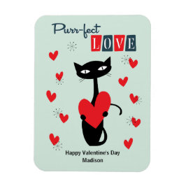 Mid Century Cat valentines day Magnet