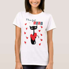 Mid Century Cat valentines day T Shirt