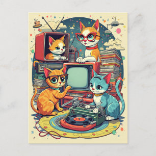 Mid Century Cats med Retro Records & TV Vykort