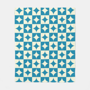 Mid Century Checkerboard, Stars Checkated Mönster Fleecefilt
