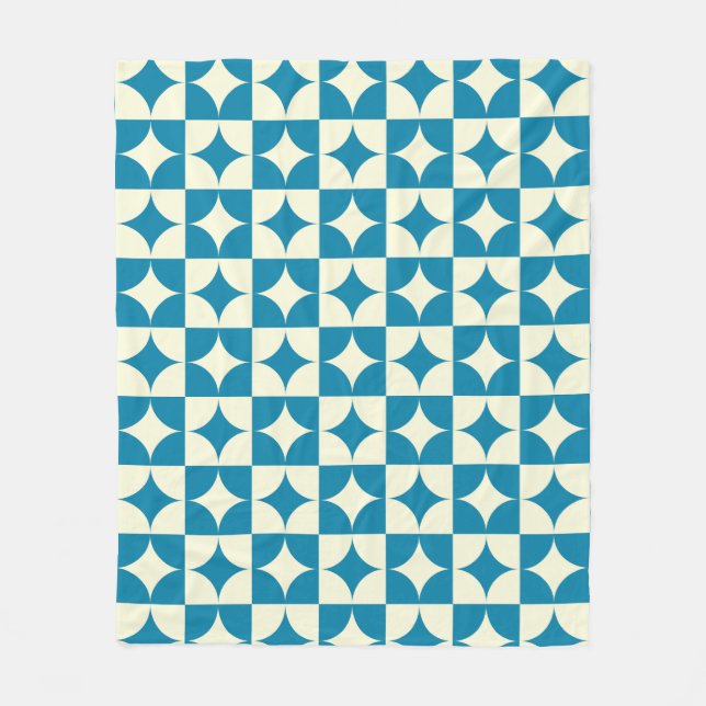 Mid Century Checkerboard, Stars Checkated Mönster Fleecefilt (Framsidan)