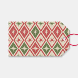 Mid Century Christmas Atomic Stars on diamonds Presentetikett