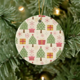 Mid Century Christmas Atomic Trees with Snowflakes Julgransprydnad Keramik