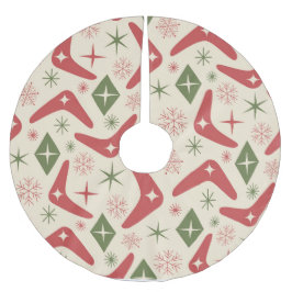 Mid Century Christmas Boomerangs with Diamonds Julgransmatta Borstad Polyester