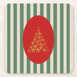 Mid century christmas tree with Golden star Underlägg Papper Kvadrat