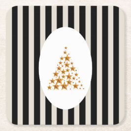 Mid century christmas tree with Golden star Underlägg Papper Kvadrat