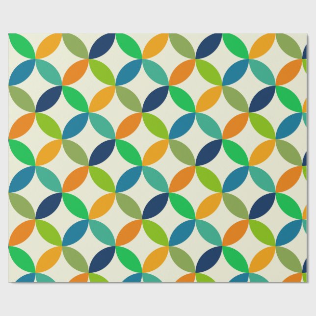 Mid Century-cirklar i blå, grön och orange Presentpapper (Platt)