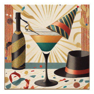 Mid-Century Cocktail Hour - Nyårsafton Fototryck