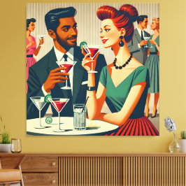 Mid Century Cocktail Party Couples - First Date Canvastryck