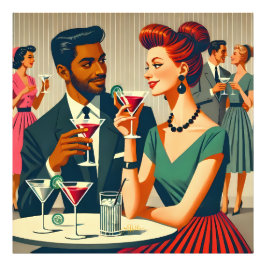 Mid Century Cocktail Party Couples - First Date Fototryck