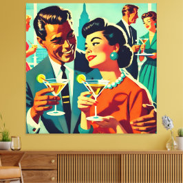 Mid Century Cocktail Party Couples - Mi Amor Canvastryck