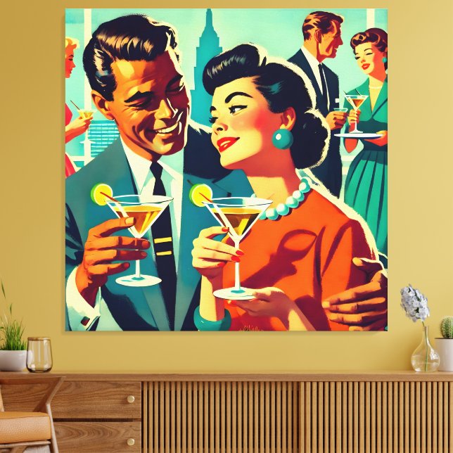 Mid Century Cocktail Party Couples - Mi Amor Canvastryck (Insitu (Vardagsrum))