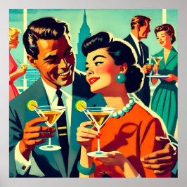 Mid Century Cocktail Party Couples - Mi Amor Poster