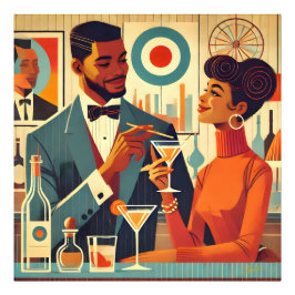 Mid Century Cocktail Party Couples - Soirée Hosts Fototryck
