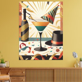 Mid-Century Cocktail-timmar - Nyårsafton Canvastryck