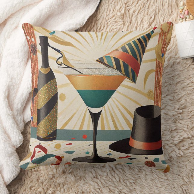 Mid-Century Cocktail-timmar - Nyårsafton Kudde (Filt)