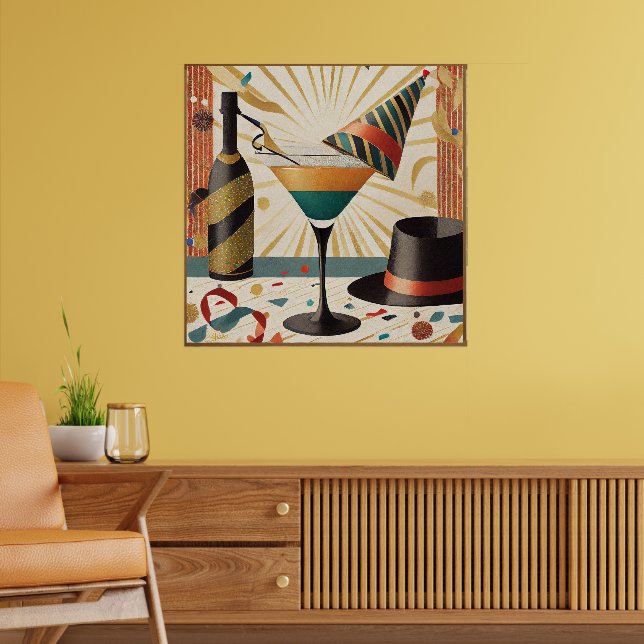 Mid-Century Cocktail-timmar - Nyårsafton Poster (Vardagsrum 2)