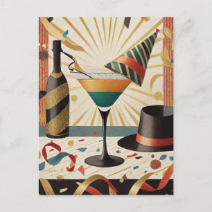 Mid-Century Cocktail-timmar - Nyårsafton Vykort