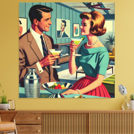 Mid Century Cocktailparty Par - Husvärmning Canvastryck